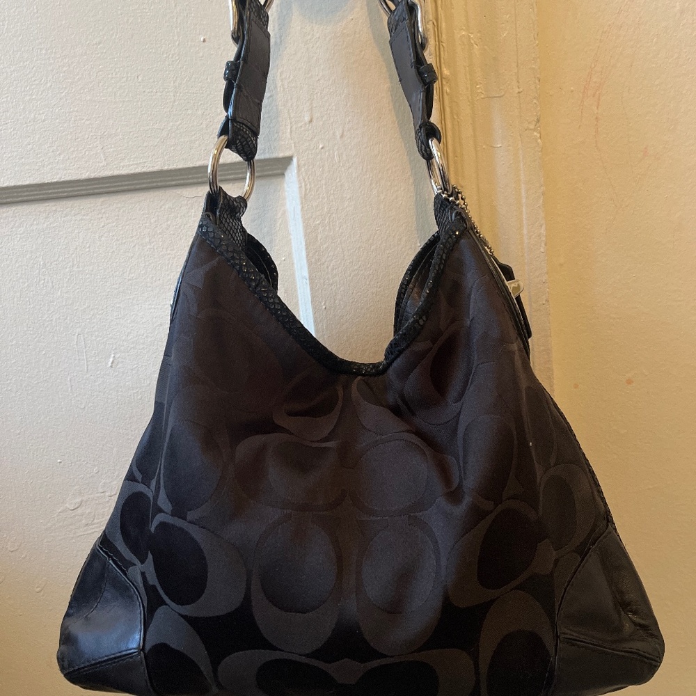 Coach Peyton Black Santeen hobo shoulder bag
